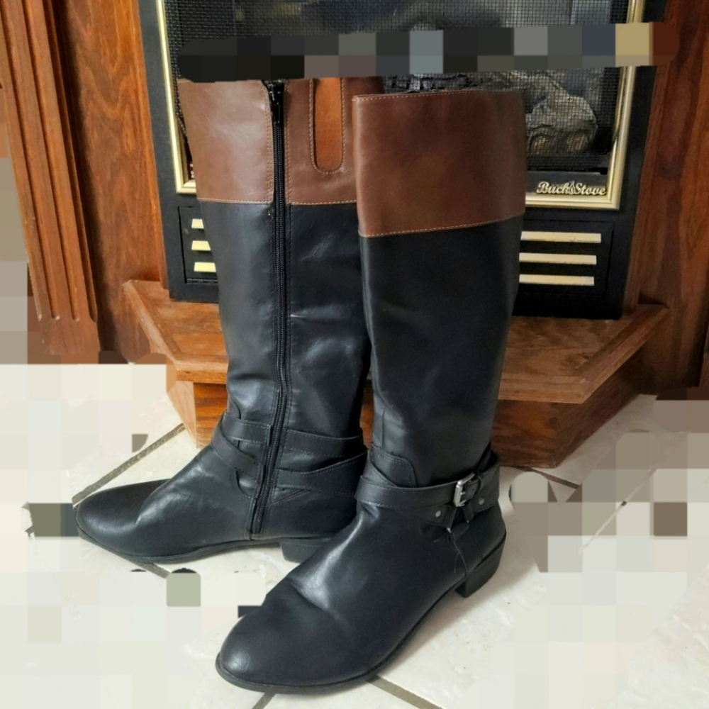 Riding Boots Size 7.5 Black and Brown with a 1" Heel